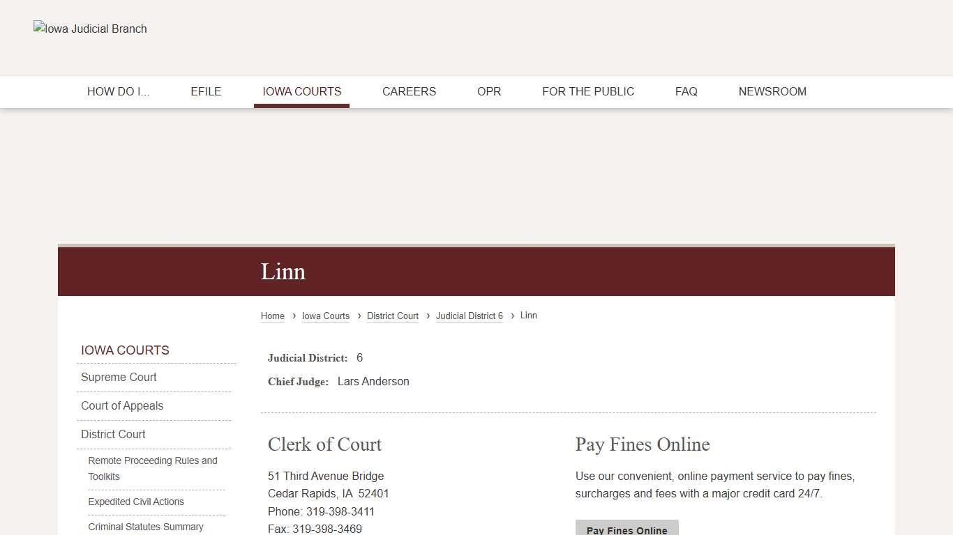 Linn Judicial District 6 Iowa Judicial Branch